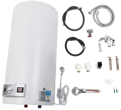 Susoso 2000W Elektrischer Wassererhitzer, 50L Wasserboiler mit Hilfreicher Wasserhahn Wasserdichtigkeitsgrad IPX4 Durchlauferhitzer für Friseursalons 71x34cm Weiß
