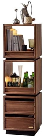 GLigeT Bücherregal Rechteckiges drehbares Bücherregal mit doppelter Schublade, Sockel mit eisernem Drehteller-Aufbewahrungsregal, for Heimbücher, Lernbedarf, Organizer-Rack Bücherturm