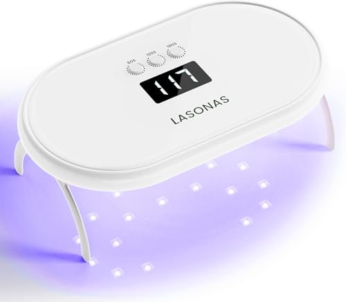 LASONAS UV Nagellampe 24W Profi LED Nagellampe mit 3 Timer Mini UV Lampe für Gelnägel Schnelltrockner Tragbare UV LED Lampe für Nägel für Home & Salon