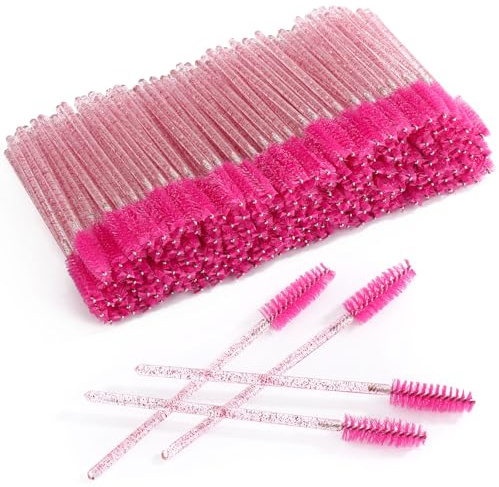 Tbestmax 200 Pcs Disposable Eyelash Brushes, Crystal Mascara Wands, Eye Lash Extensions Applicator Eyebrow Spoolies