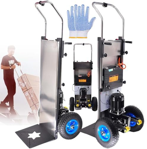Carretilla eléctrica de mano para subir escaleras, capacidad de carga de 400 kg con mango telescópico y motor sin escobillas de 1200 W para ahorrar mano de obra en escaleras