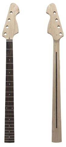 WUQIMUSC Manico per chitarra basso a 4 corde in legno d'acero, 22 tasti, scala da 86,36 cm, tastiera in palissandro con intarsi a punti, capotasto da 42 mm, avvitato (tallone 65 mm)