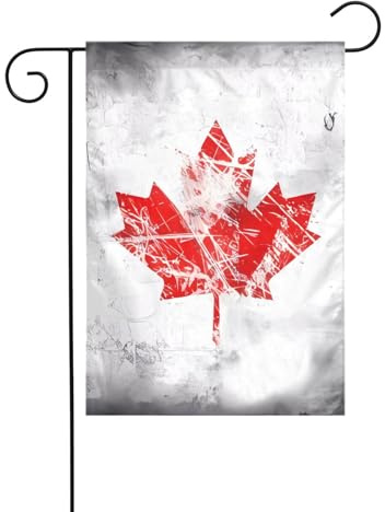 YYHHAOFA Bandiera del Canada retrò stampata asta bandiera da giardino decorazione cortile esterno su entrambi i lati 30,5 x 45,7 cm