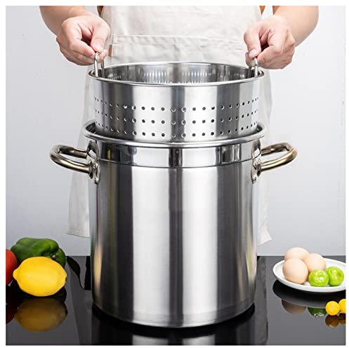 GAOBINGB Kommerzieller Langustenkochtopf aus Edelstahl – 27 QT/45 QT/63 QT Hochleistungs-Suppentopf zum Kochen von Hummern, Krabben und Garnelen, Truthahnfritteuse für den Außenbereich – Silber, 30 l