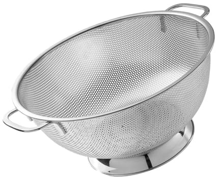LABRIMP Scolapasta Acciaio con Manici Ergonomici Rete Microforata per Drenaggio Capienza per Lavaggio Frutta e Verdure Design Rialzato Contaminazione Resistente e Antiruggine