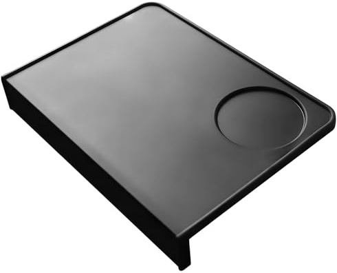 Coffee Tamping Mat, L-Shaped Black, Non-Slip Espresso Tamper Pad, Heat Resistant Silicone Countertop Protector, Barista Workstation Accessory