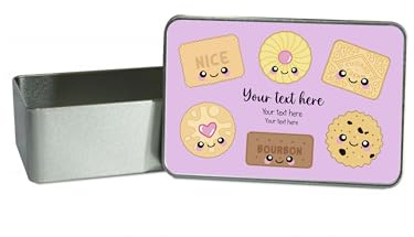 Lunar Shadow Personalised Biscuits Your Text and Background Colour Storage Tin Gift for Mum | Dad | Nan | Grandad | Teacher