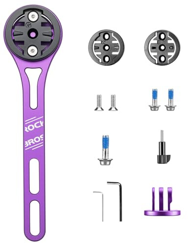 ROCKBROS Aero Cykeldatorhållare med Snabbspänne Lättvikts Förlängningshållare för Garmin, Wahoo, Bryton, Action Kamerar och Cykellampor, Aluminiumlegering Lila