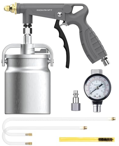 InoKraft Unterbodenschutz-Spritzpistole mit Saugbecher | 360°- und geradem Sprühschlauch, für Ladeflächenbeschichtung, gummierten Unterbodenschutz und Rostschutz