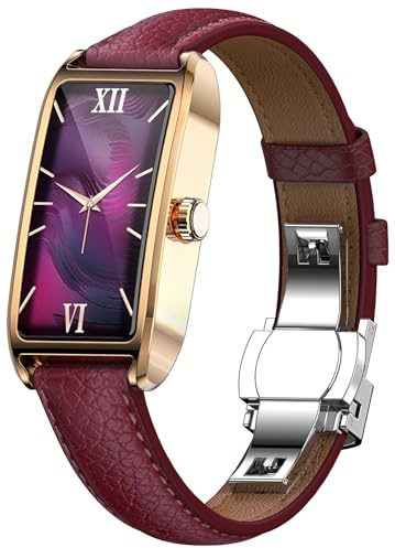 Fitness Tracker for Women Ladies Fitness Watch Dressy Leather Strap Alloy Case Luxury Fashion Heart Rate Monitor Sleep Tracker Pedometer Step Counter Waterproof Elegant Smart Watch for Womens