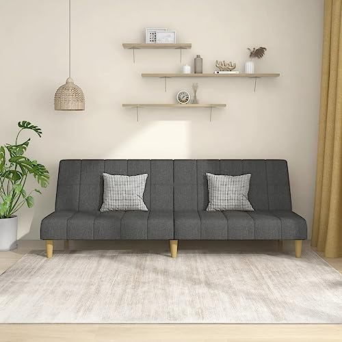 YuuSsea Schlafsofa 2-Sitzer dunkelgrau Stoff, umwandelbar, 200x84,5 cm, Holzrahmen, für kleine Zimmer, Wohnzimmer, Gäste