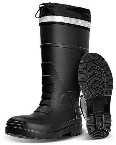 E KAINI Mens Rain Boots Knee High Waterproof Boot with PVC Rubber Mud Boots for Men, Comfort Lightweight Gardening Fishing Shoes for Yard Farm Outdoor Work