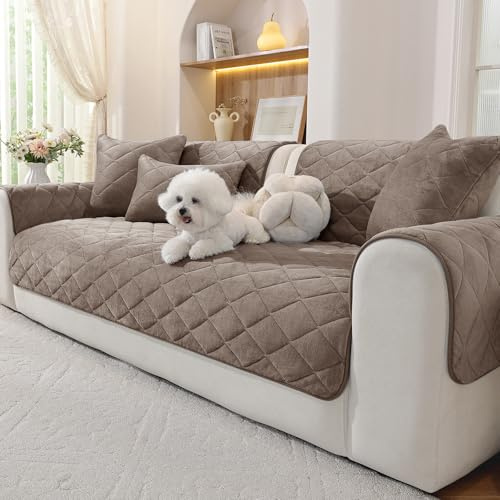 Ystyle Flanellsofa Überzug, Rutschfester Sofabezug, Weicher und Komfortabler Couchüberzug, Geeignet für 1/2/3/4-Sitzer Sofas und Sofas mit Chaise-Longue-Bereich (Kaffee, 70x150cm)