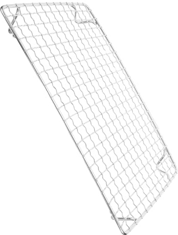Rejilla para Hornear y Asar Rectangular con Patas de Acero Inoxidable | Malla de 28x18cm, Color Plata, Distribución Uniforme del Calor, Fácil Limpieza, Uso en Hornos Interiores