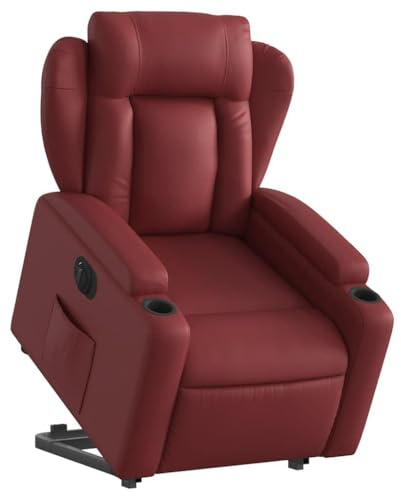 Genérico Sillón elevable eléctrico Cuero Artificial Rojo Tinto,Mobiliario,Sillas,Sillones,Rojo,29.9 kg,3204562