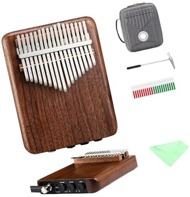 Kalimba Für Anfänger Elektrische Kalimba Mit 21 Tasten Und 17 Tasten Schwarz Walnuss Professionelle Fingerstyle Violine Mit Eingebauten Tonabnehmern(17 key)