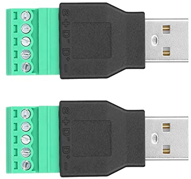 Naroote Connettore Terminale USB Maschio con Terminale a Vite Facile Installazione per Apparecchiature con Porte di Interfaccia USB, 2 Pezzi per Aspetto Professionale e Risparmio di Tempo,