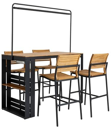 Dehner Bar New Jersey 5-TLG., schwarz, 155 x 75 x 98 cm