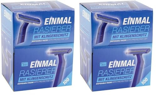 Teqler Einmalrasierer T-370650, rasiert jede Haarlänge sanft, sicher und hautschonend, blau (100-er Pack) (Packung mit 2)