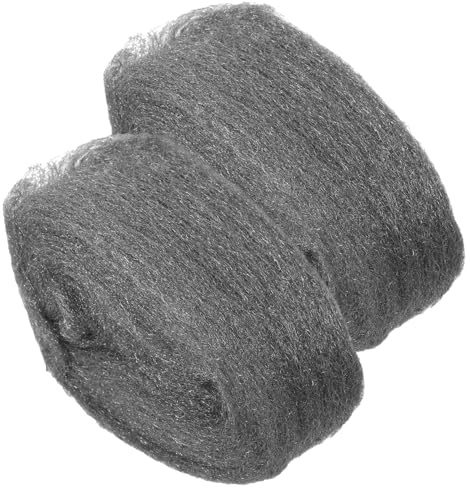 HOOWIFFY 2pcs Laine Acier pour Polissage et Nettoyage, Grillage à Mailles Grossières en Fil D'acier, sans Rayure, Rénovation Maison et Entretien Verre