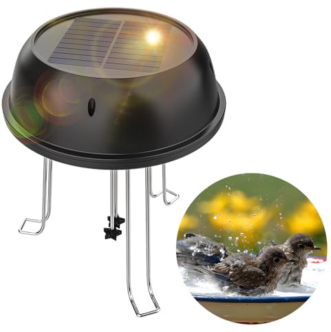 Tomvorks Solar Wave Maker Vogelbad Wiggler Einfache Installation Zum Anlocken von Vögeln Edelstahl Schwarz 5,57 Unzen