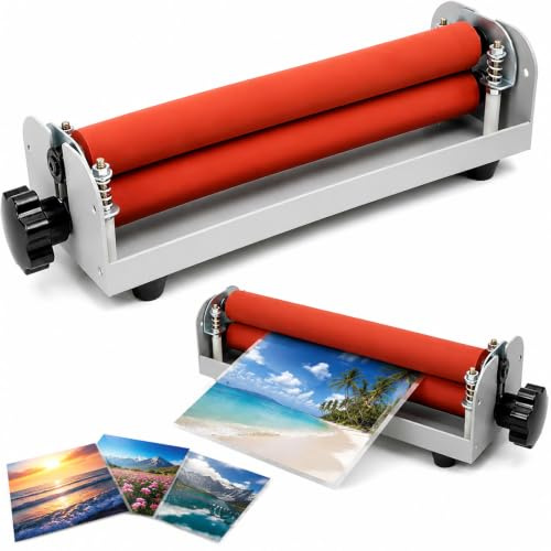 Máquina laminadora en rollo en frío Manual de 12 pulgadas, prensa de manivela A4, rodillo ajustable para carteles de oficina, fotos y bodas
