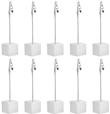 10 Stück Fotohalter Tischkartenhalter mit Krokodilklemme Holzsockel, Holz Fotoständer Memo Clip Halter Fotoclip Halte Kartenhalter für Bilder Karten Papier Foto Büro Hochzeit Party Dekoration