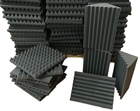 Keyhelm | Pannelli Fonoassorbenti (Pacco 10 Piramidali 50x50x6 D25) + 4 Basstrap Scanalato H50 D25 (2,5 mq + 4angoli) | Kit Correzione Acustica | Medio-alte Frequenze + Bassi | Studi di registrazione