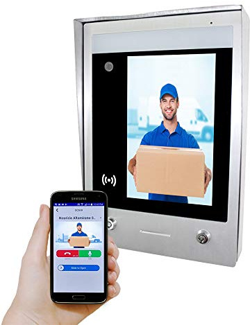 GBF SentryLink Smart Full IP Video Door Station/ Smart Video Intercom System for 8-1000 Units Apartment (Surface Mounted)- 1080P HD camera, Control Two Locks remotely, Built-in card reader
