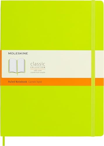 Moleskine Classic Notebook, Notizbuch Mit Linierten Seiten, Softcover Mit Gummiband, Farbe Zitronengrün, XL 19 x 25 cm, 192 Seiten