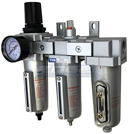 3 STAGE, HEAVY DUTY INDUSTRIAL GRADE FILTER REGULATOR COALESCING DESICCANT DRYER SYSTEM FOR COMPRESSED AIR LINES, METAL BOWLS, GREAT FOR PAINT SPRAY AND PLASMA CUTTER (1/2 NPT, AUTO DRAIN)