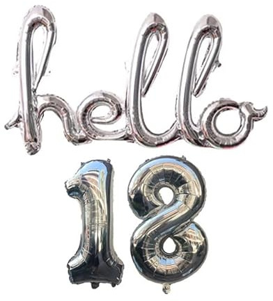 DIWULI Hello 18 Luftballon Silber - Zahl 18 Geburtstag Deko