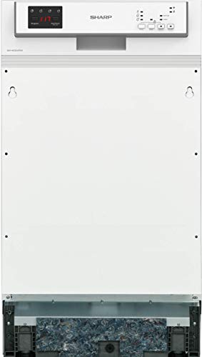 Sharp QW-HS12S47EW-DE Lave-vaisselle partiellement intégré, 45 cm/E, 10 places, 3 programmes de 50 min, programme court/blanc