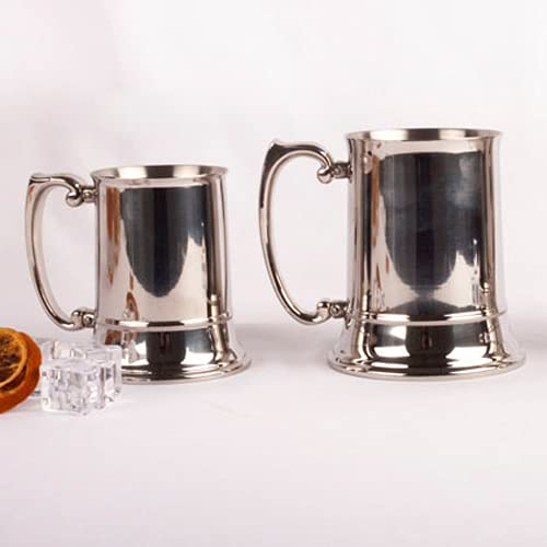 FranquiHOgar - Jarras de Cerveza de Acero Inoxidable con Asa - Estilo Medieval Ligero y Resistente - Ideal para Amantes de la Cerveza, Jarra Mediana, Jarra Pequeña