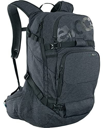 EVOC LINE PRO 30 Touren-Rucksack (LITESHIELD PLUS Protection, Boddy Hugging, Ski-Halterung, Snowboard-Halterung, Trinkflaschenfach, isolierter Schultergurt, Quick Back Access, Lawinenfach), Schwarz