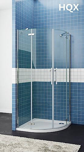 Acezanble Duschkabine 90x90cm Runddusche Duschabtrennung Viertelkreis Dusche H195cm mit Duschtasse