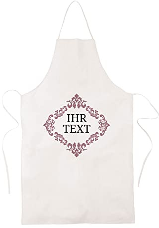 STEMPEL-FABRIK – personalisierbare Küchenschürze in Weiß aus Baumwolle mit Namen – Motiv Ornament – bedruckte Kochschürze ideal geeignet zum Kochen und Backen – Geschenkidee für Hobbyköche
