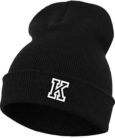 Schnoschi Strickmütze mit Breiten Umschlag (Beanie Mütze) mit Initialen Bestickt für Herren, Damen, Jugendliche und Kinder