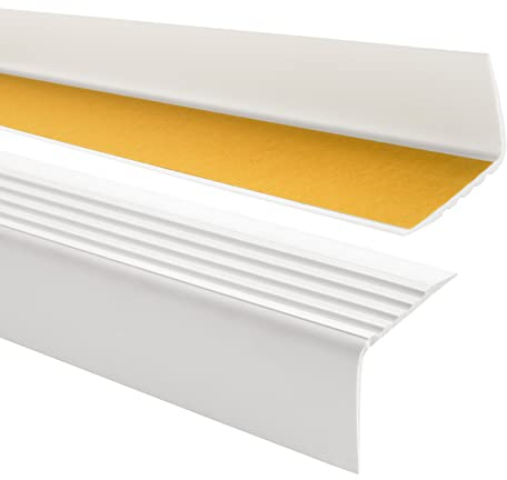 Quest Perfil de borde para escaleras autoadhesivo de PVC, protección de borde de escalera, 50x42mm RGP, blanco, 200cm