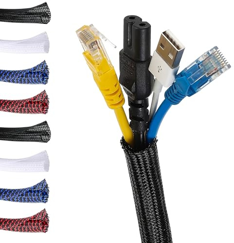 MarketConnect® Guaina Cavi SELF-CLOSING Ø 13mm, L 8mt • Raccogli e Nascondi Cavi • Ideale per Scrivania e TV • NERO