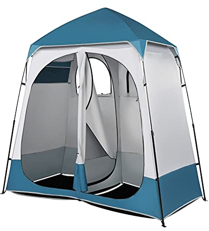 Duschzelt mit 2 Räumen für tragbare Toilette bei 2,5 m, Privatsphäre Umkleidekabine Zelt für Camping, Outdoor und Innenbereich, einfache Einrichtung – perfekt zum Anziehen