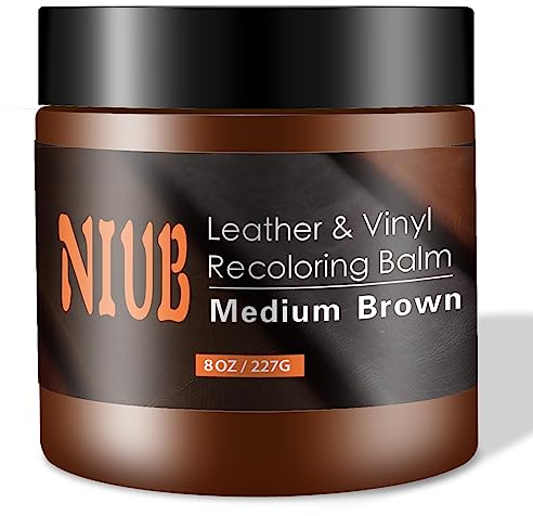 NIUB Leather Recoloring Balm, 8.5Oz Medium Brown Leather Color Restorer, Leather Scratch Remover, Leather Restorer for Couches,Furniture,Leather Shoes, Leather Couch Paint, Quick Dry Leather Balm