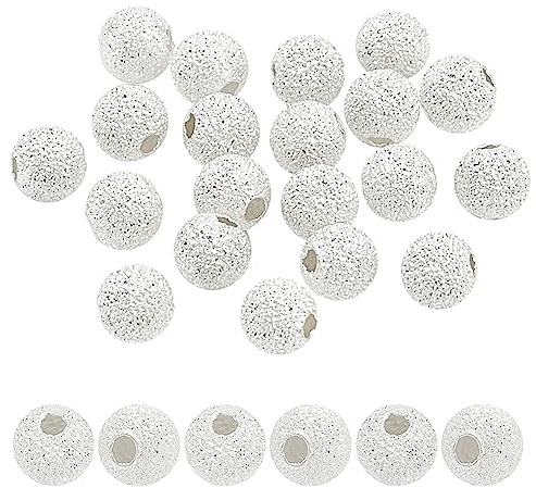 PandaHall 925 strukturierte Perlen Aus Sterlingsilber 20 Stück 4mm Sternenklare Abstandsperlen Glitzernde Sternenperlen Sprühlackierte Silber Bastelperlen Für Halskette Armband Schmuckherstellung