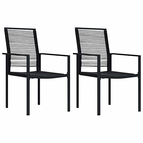 CIADAZ Gartenstühle 2 STK. Gartenmöbel, Balkonstühle, Hochlehner, Balkonmöbel, Bistrostuhl, Garten Stühle, Armlehnenstuhl, PVC Rattan Schwarz