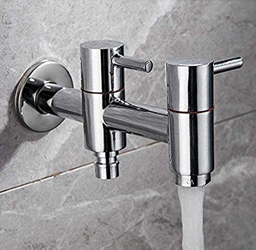 Wandmontierter Vintage-Wasserhahn, Wasserhahn, Garten, Messing, Chrom-Finish, Wandbehang, Doppel-Wasserhahn, Doppel-Waschmaschine, Außenwasserhahn, praktischer Garten-Wasserhahn