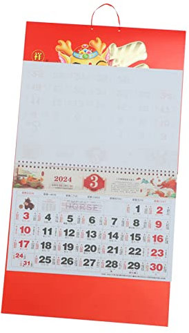 NAMOARLY Hängender Chinesischer Kalender Traditionelles Design Mit Klarer Druckanzeige Für Wanddekoration Im Home Office Zeigt Lunare Und Gregorianische Daten