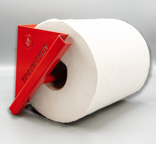 Tradetidy Dispensador de toallas de papel de acero rojo, soporte de pared resistente para furgonetas, garajes y talleres, se adapta a rollos de toallas de papel de hasta 200 mm de ancho, fabricado en