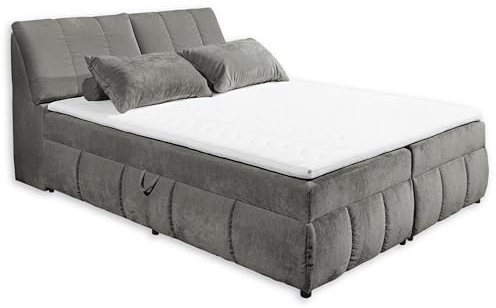 Stella Trading Valencia 5 Boxbett 180x200 in Graphit - Bequemes Doppelbett mit Bettkasten & Kaltschaum Topper - 183 x 105 x 240 cm (B/H/T)