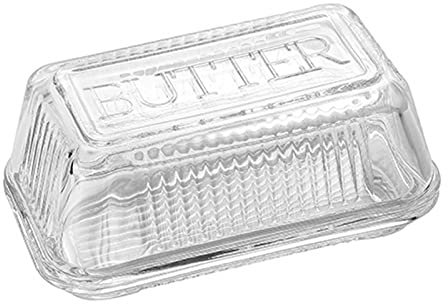 Mantequillera de Vidrio Transparente de Lujo con Tapa Almacenamiento de Mantequilla Elegante Y Elegante, Ideal para Encimeras Y Refrigeradores, Conserva la Frescura(#1)