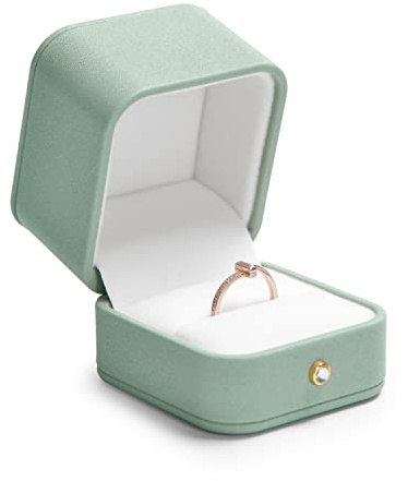 Papten Ringbox Hochzeit Schmuckaufbewahrung, Ring Box Ringschachtel Schmuckkästchen für Verlobung Heiratsantrag Valentinstag (Grün)